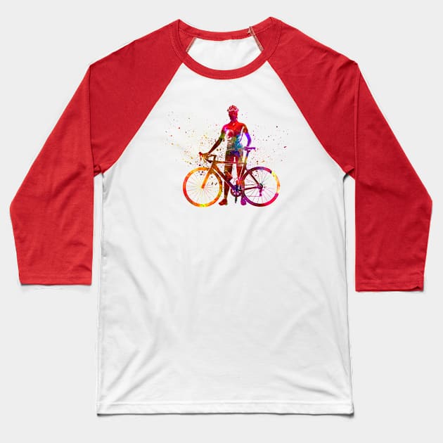 watercolor cycling triathlon Baseball T-Shirt by PaulrommerArt